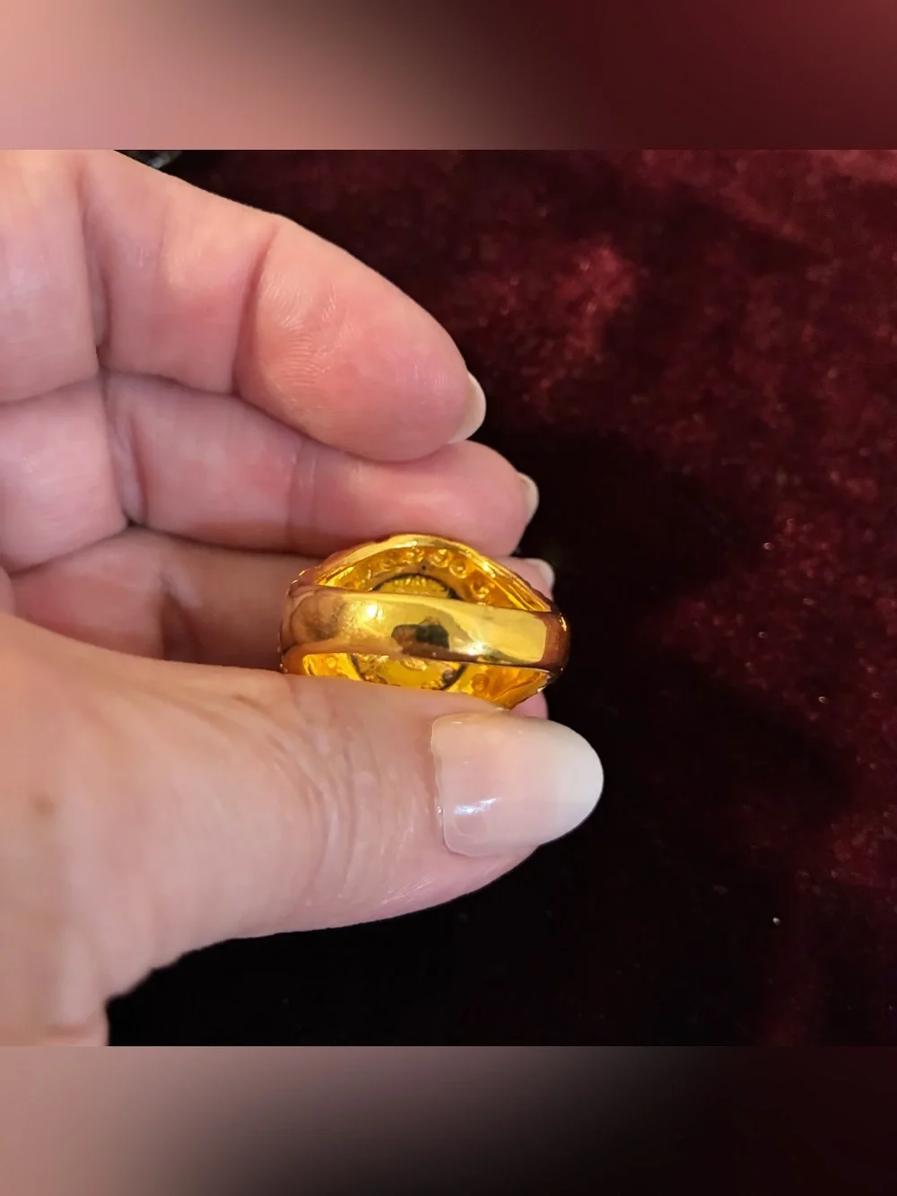 Gold-Tone Eagle Coin Statement Ring - Mens Accessories Size 12.5